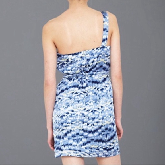 BCBGeneration One Shoulder Ruffled Dress Blue Splash - Picture 3 of 8